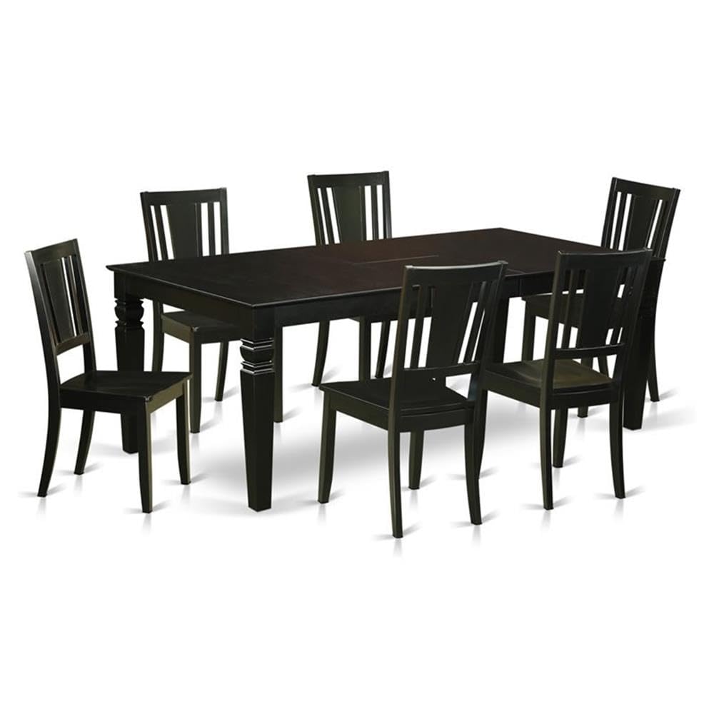 7  Pc  Dinette  set  with  a  Dining  Table  and  6  Wood  Kitchen  Chairs  in  Black