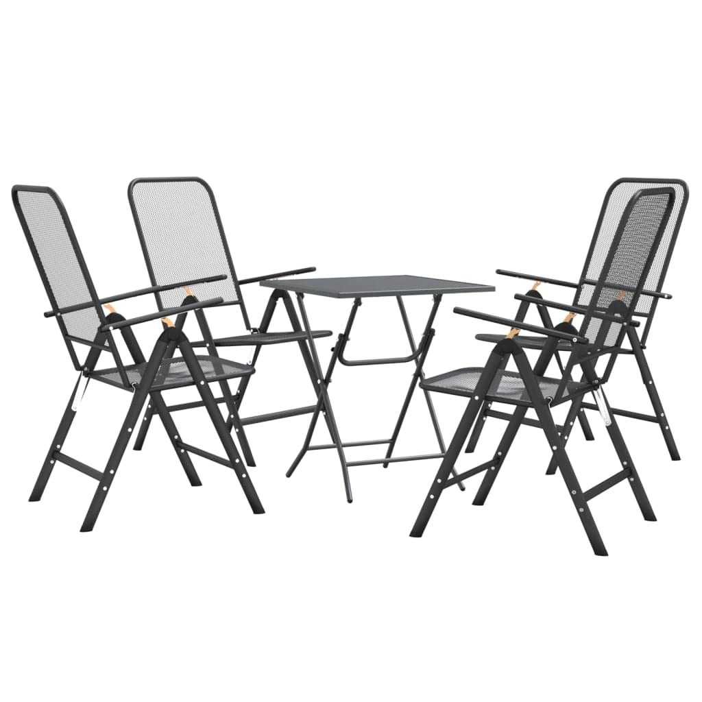 vidaXL 5 Piece Patio Dining Set Expanded Metal Mesh Anthracite