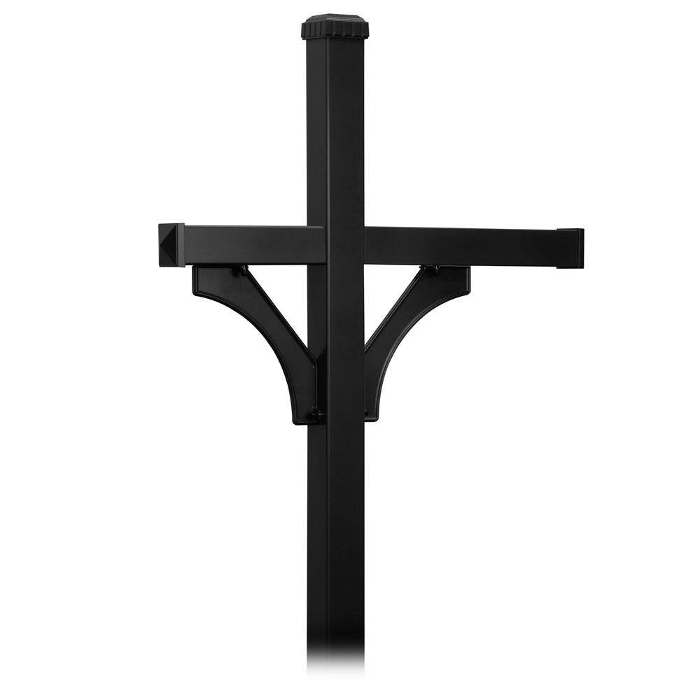 Deluxe Mailbox Post - 2 Sided for (3) Mailboxes - In-Ground Mounted - Black
