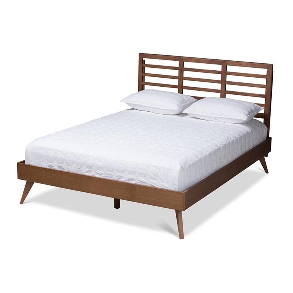 Baxton Studio Calisto Mid-Century Wood Full Platform Bed In Walnut Brown