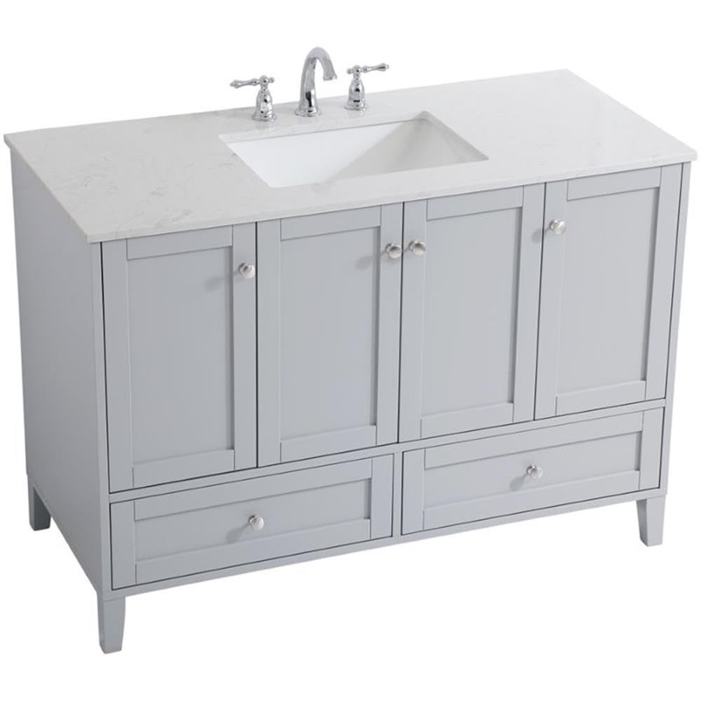 Elegant Decor Sommerville 48' Single Quartz Top Bathroom Vanity In Gray