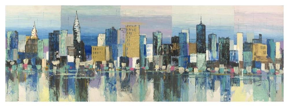Manhattan Aqua-Paper Art-56x20”