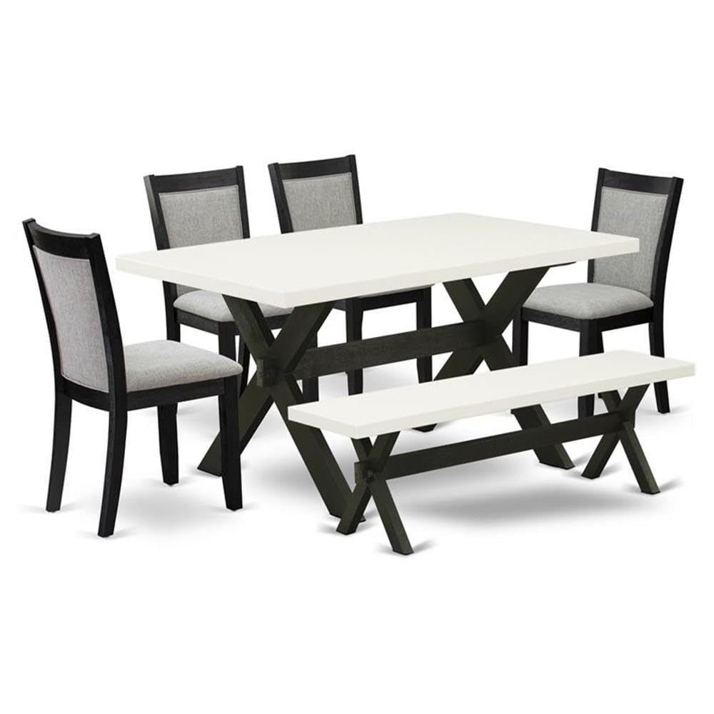 X626MZ606-6 6Pc Dinette Set - Rectangular Table , 4 Parson Chairs and a Bench - Multi-Color Color