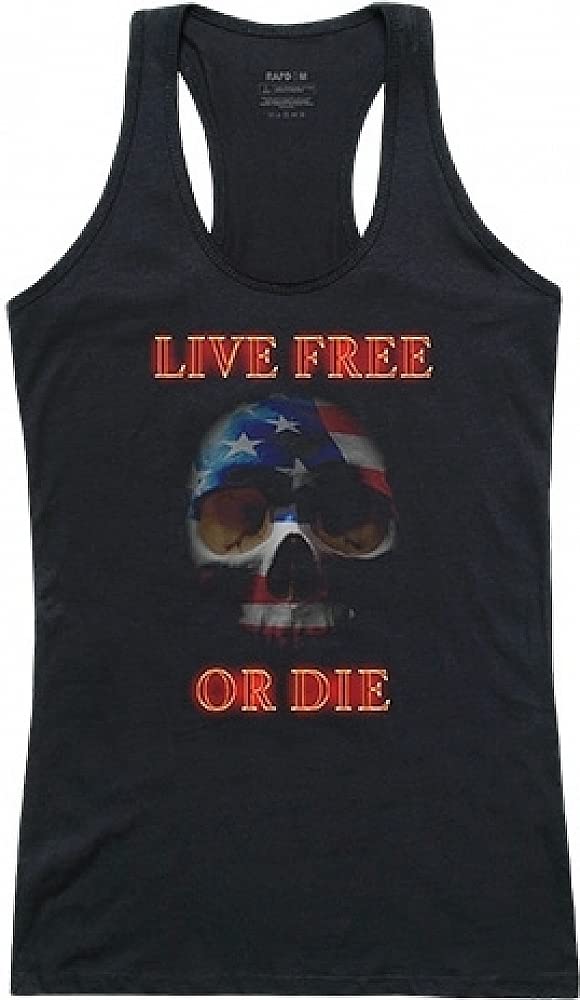 WomenGraphicTank,Live Free Skull,Black, L