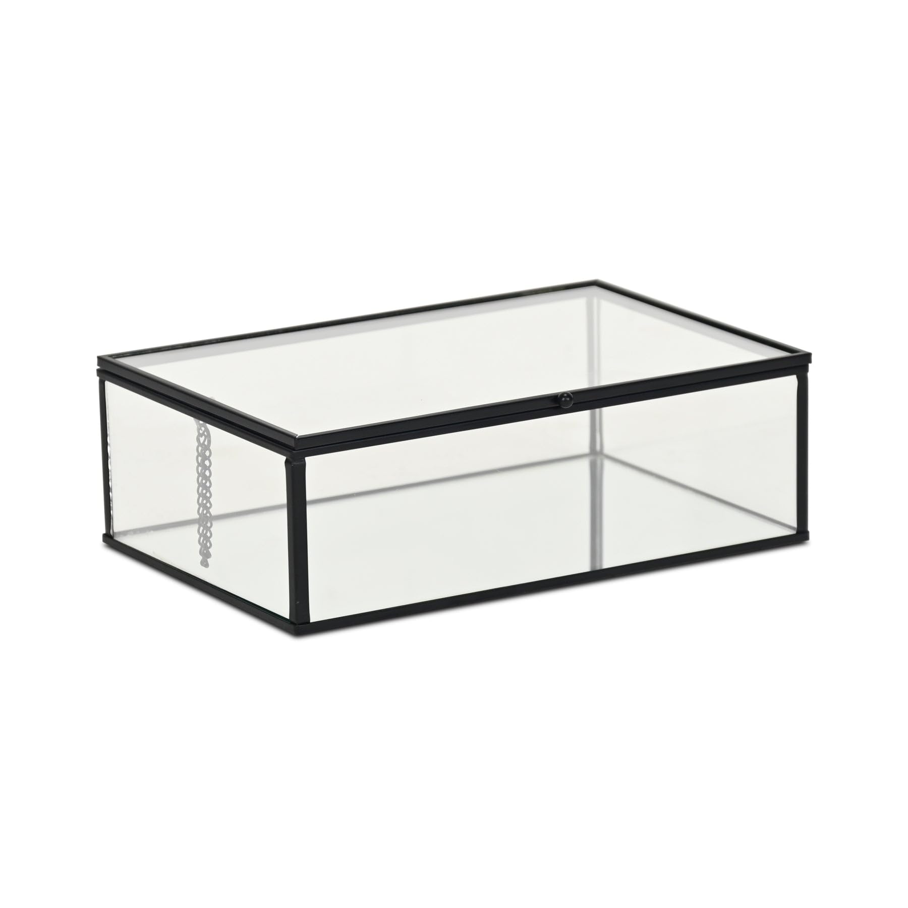 Lume Glass & Metal Frame Storage Box - Black