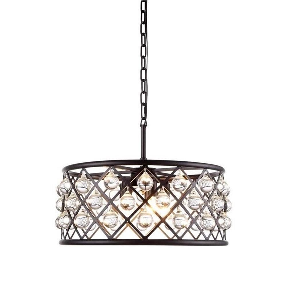 Madison 5 light Matte Black Pendant Clear Royal Cut Crystal