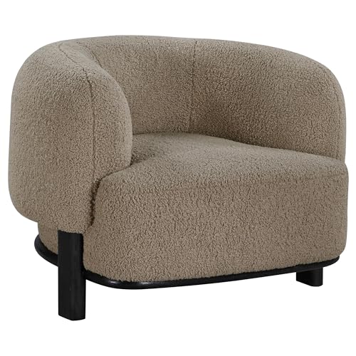 Linia, Accent Chair, Soft Cushioned Barrel Back, Brown, Black Wood