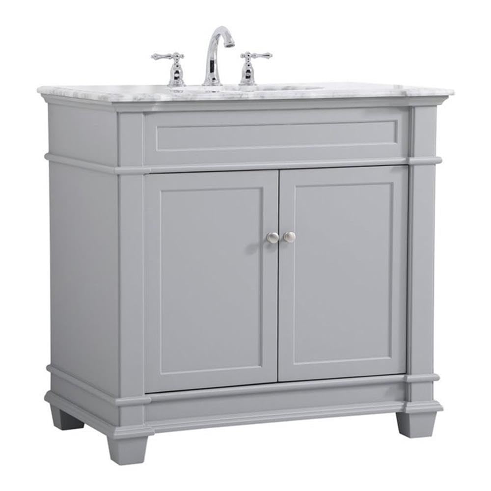 Elegant Decor Wesley 36 Steel And Solid Wood Single Bathroom Vanity Set In Gray