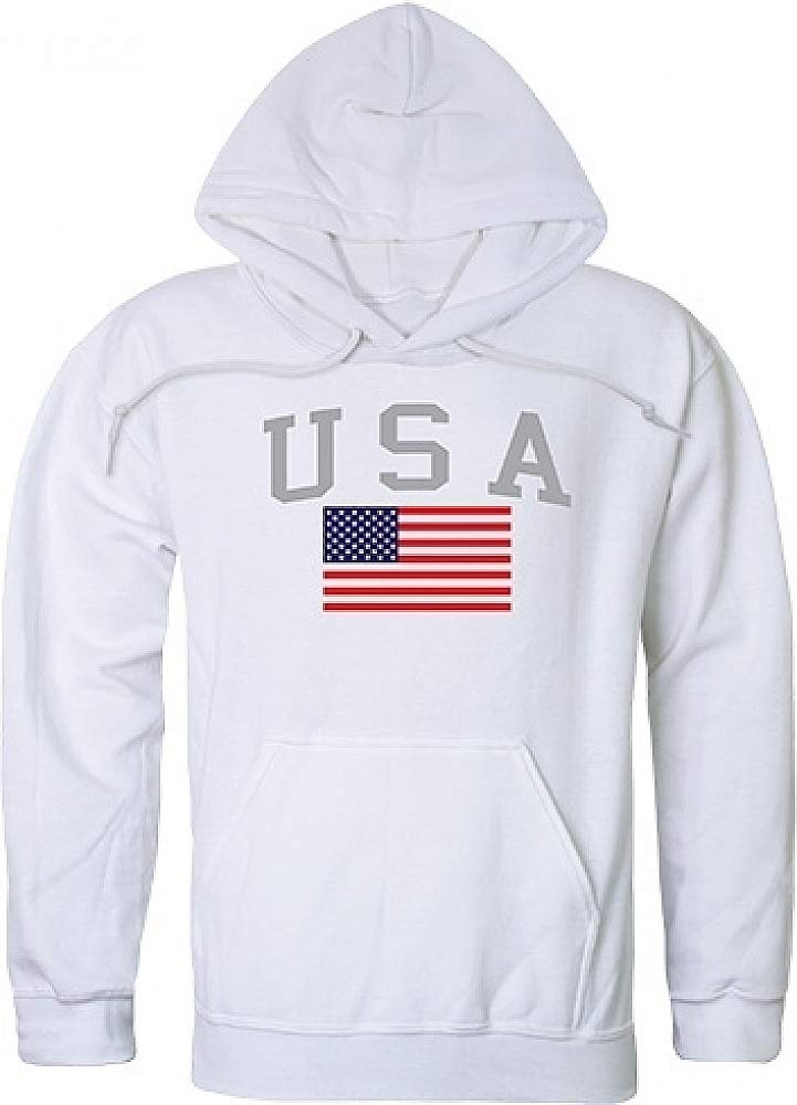 Graphic Pullover, USA & Flag, White, M