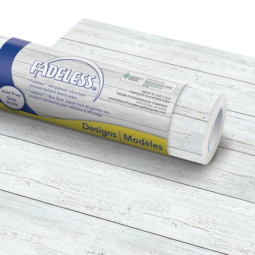 Fadeless Designs Paper Roll, White Shiplap, 48 Inches x 12 Feet