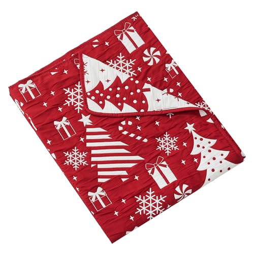 Daru Throw Blanket, 50x60, Christmas Theme, Red and White Polyester