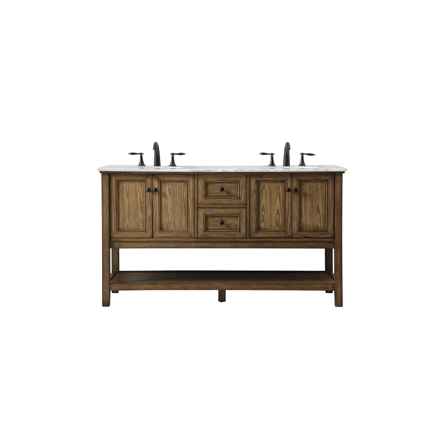 Elegant Decor Metropolis 60 Aluminum Mdf Double Bathroom Vanity In Driftwood