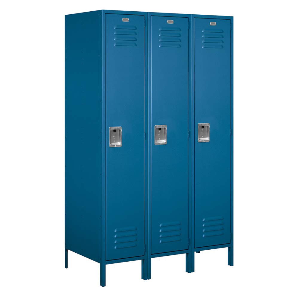18 Wide Single Tier Standard Metal Locker - 3 Wide - 6 Feet High - 21 Inches Deep - Blue - Unassembled