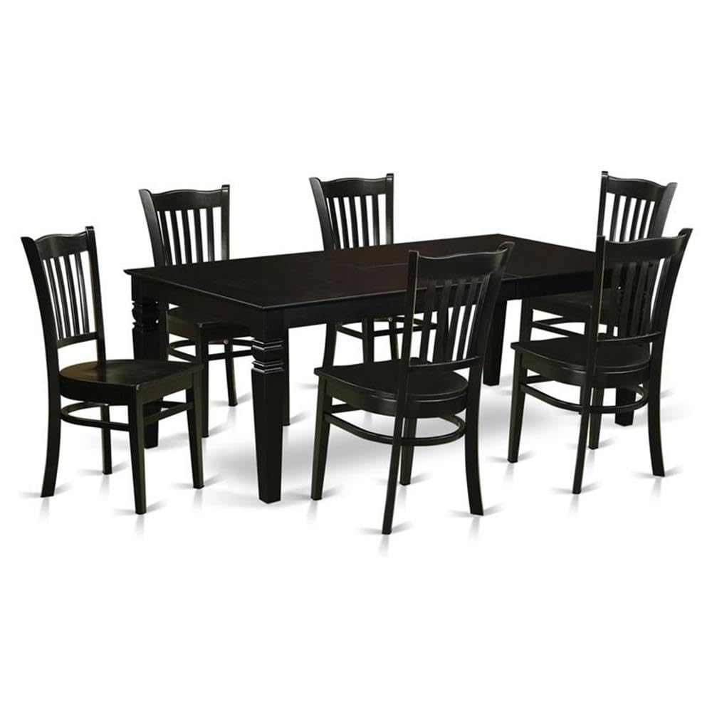 7  Pc  Dining  set  with  a  Dinning  Table  and  6  Wood  Kitchen  Chairs  in  Black
