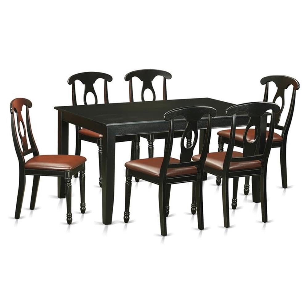 DUKE7-BLK-LC 7 Pcs Dining room sets -Small Kitchen Table and 6 Dining Chairs