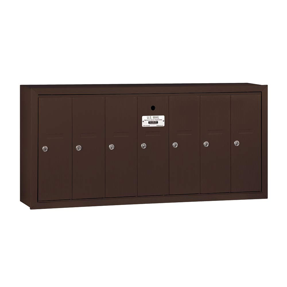 Vertical Mailbox - 7 Doors - Bronze - Surface Mounted - USPS Access