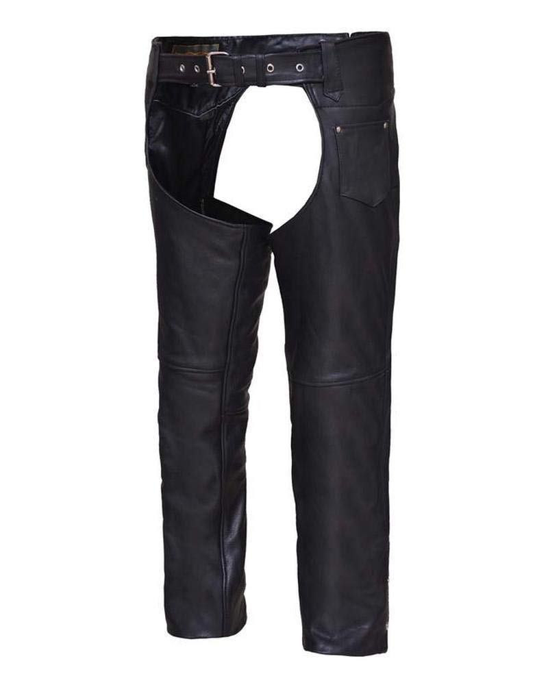 Unisex Naked Leather Coin Pocket Motorcycle Chaps,Black,Size - 2XS