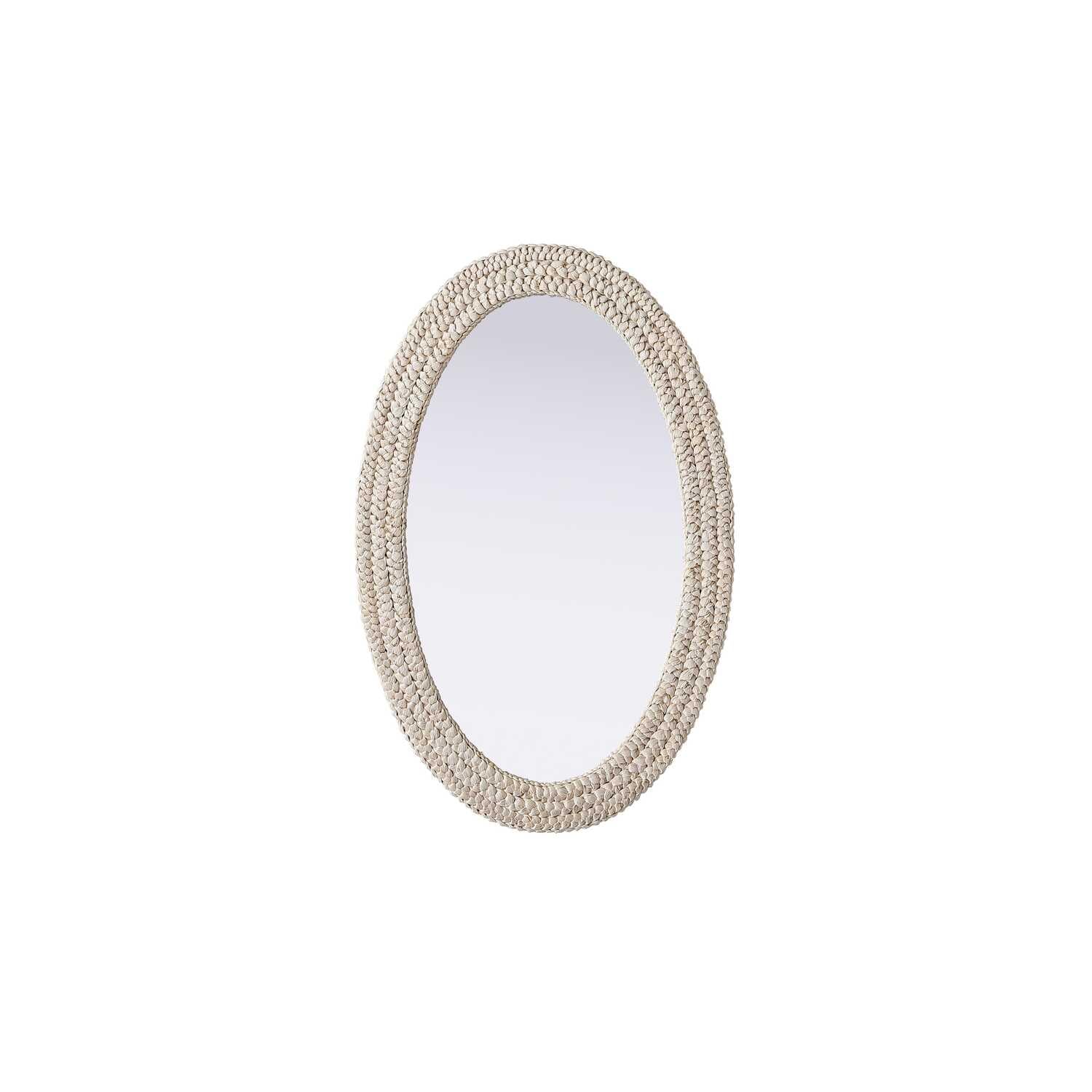 Oval Cornhusk Mirror 27x42 in Linen White