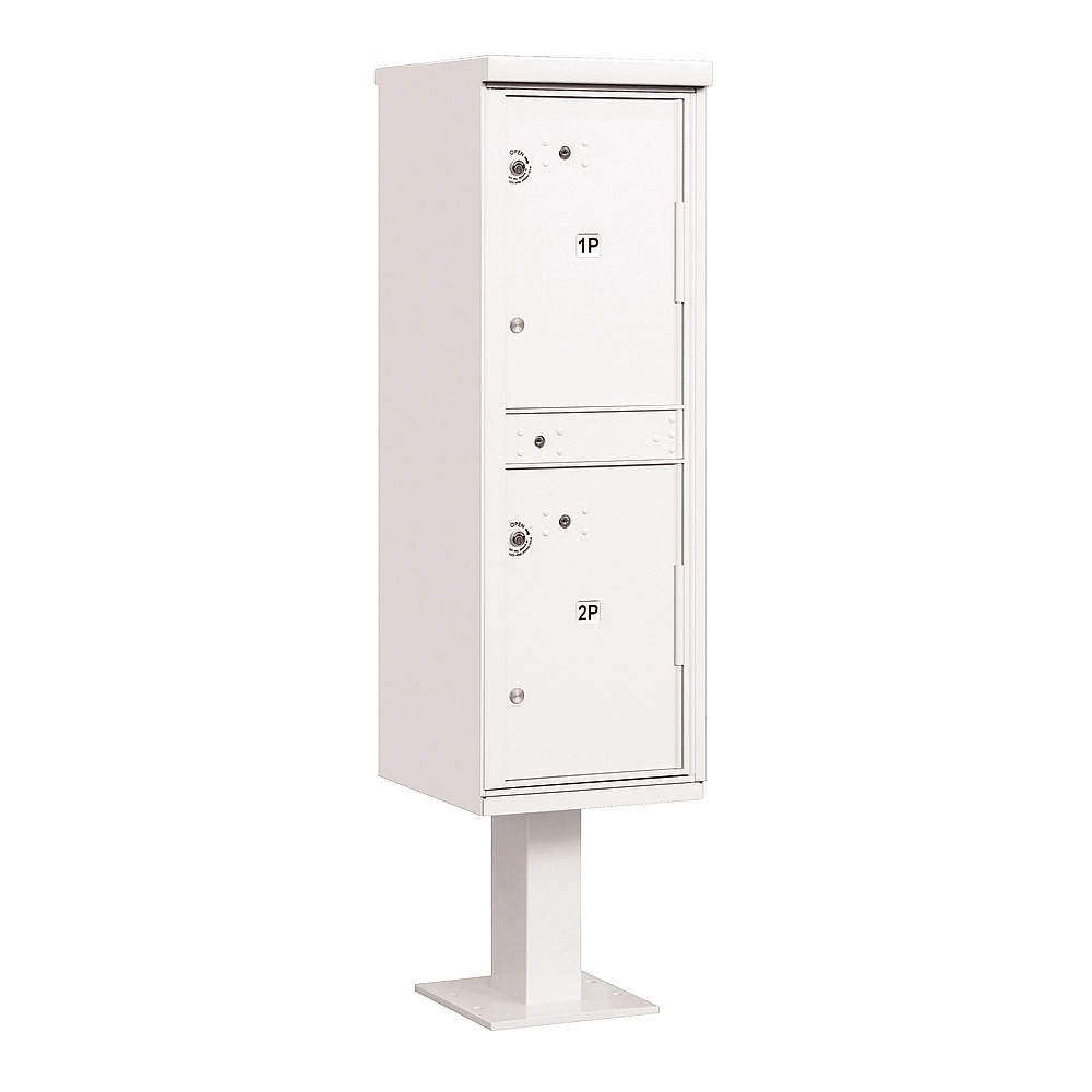 Outdoor Parcel Locker with 2 Compartments in White with USPS Access  Type I