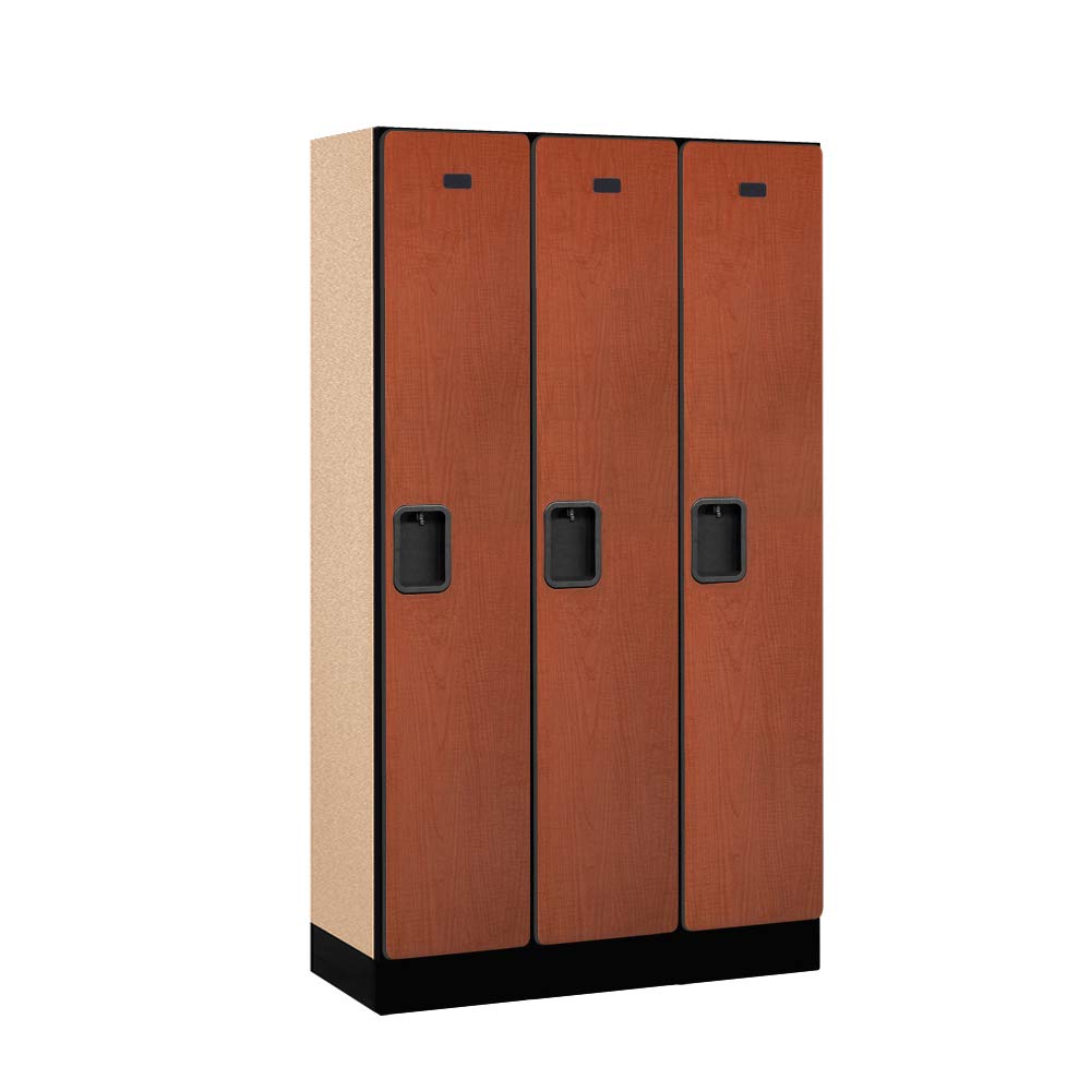 12 Wide Single Tier Designer Wood Locker - 3 Wide - 5 Feet High - 15 Inches Deep - Cherry