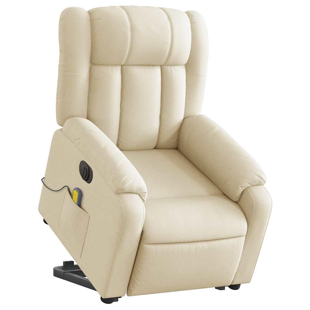 vidaXL Electric Stand up Massage Recliner Chair Cream Fabric