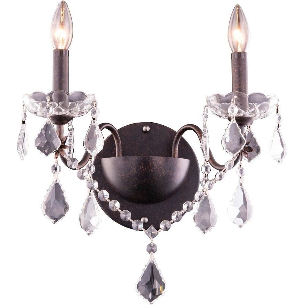 Elegant Lighting St. Francis - Two Light Wall Sconce-Dark Bronze Finish-Royal Cut Crystal Type
