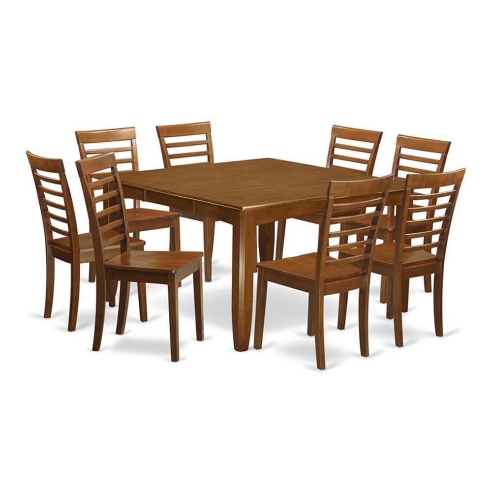 PFML9-SBR-W 9 Pc formal Dining room set-Kitchen Table with Leaf and 8 Dinette Chairs.