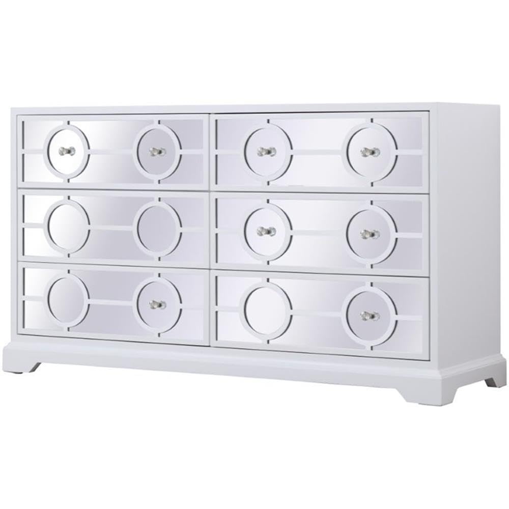 Elegant Decor Modern 6 Drawer 60' Dresser In Hand Painted White