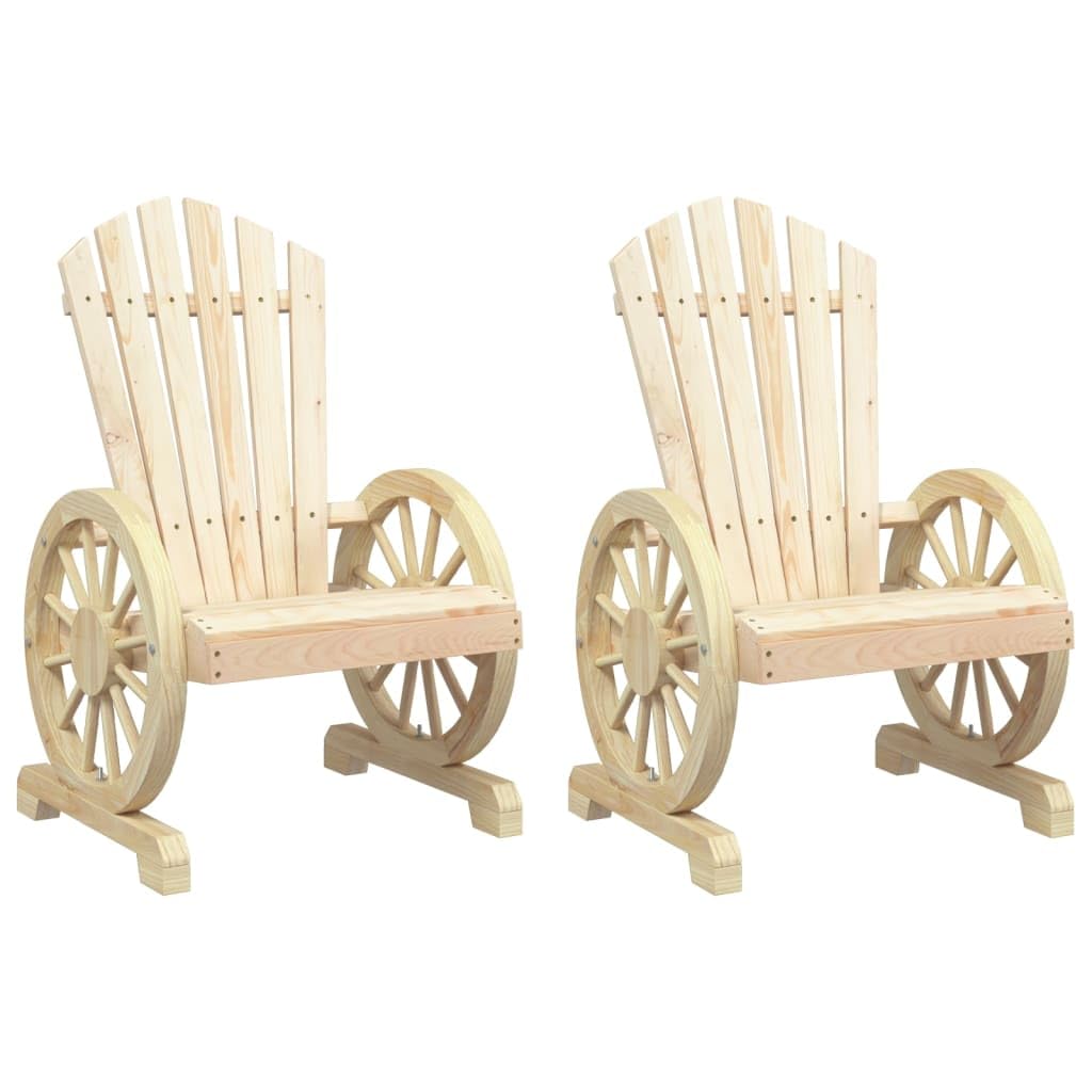 Vidaxl Adirondack Patio Chairs Set Of 2 - Brown, Solid Fir Wood, Ergonomic Outdoor Seating For Garden, Deck, Poolside - 39' H X 24.8' W, 242.5 Lb Capacity