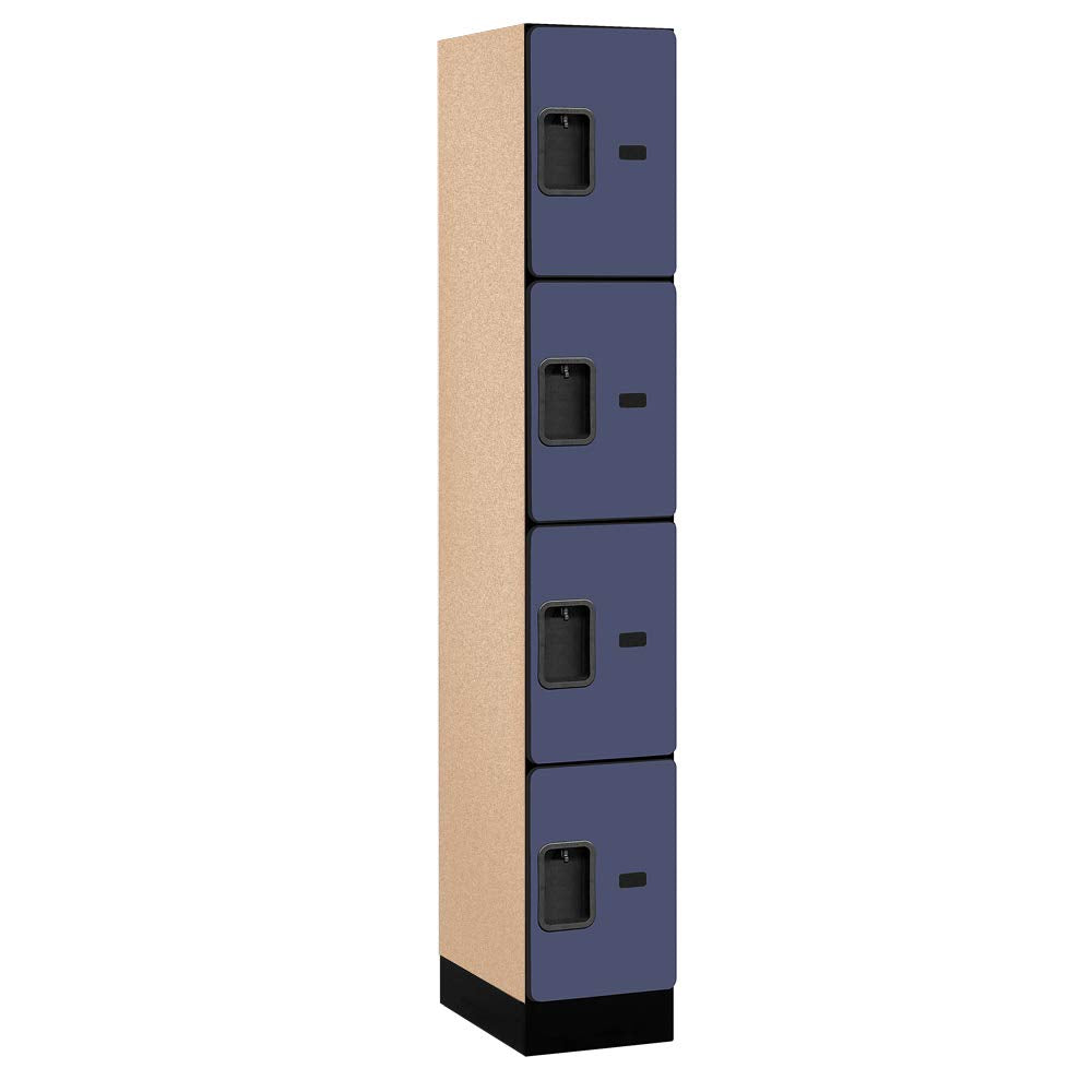 12 Wide Four Tier Designer Wood Locker - 1 Wide - 6 Feet High - 18 Inches Deep - Blue