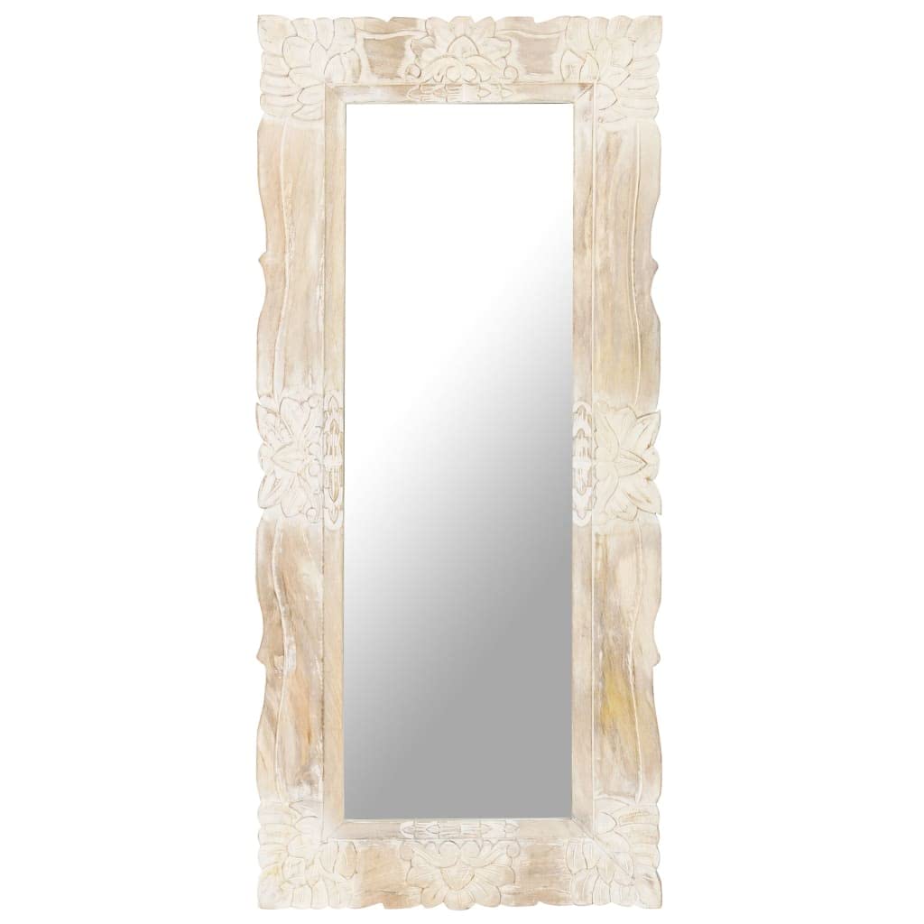vidaXL Mirror White 43.3x19.7" Solid Mango Wood"