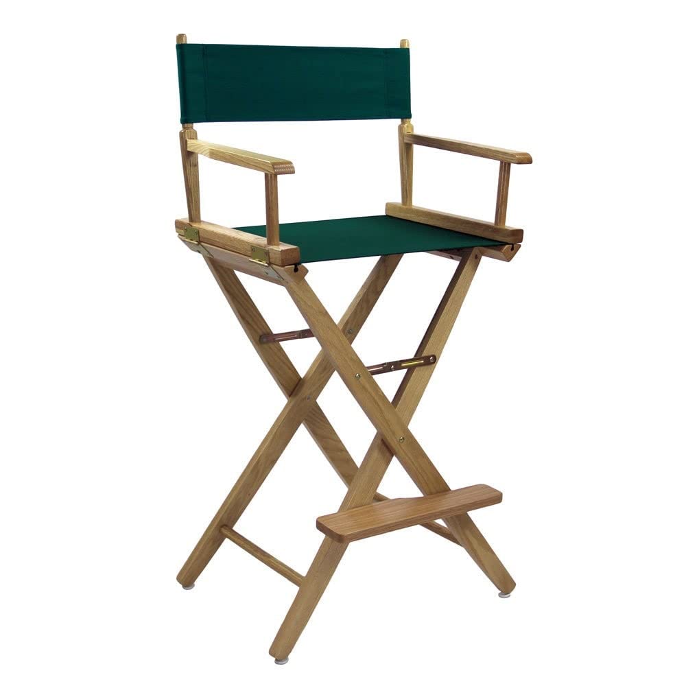 Extra-Wide Premium 30  Directors Chair Natural Frame W/Hunter Green Color Cover