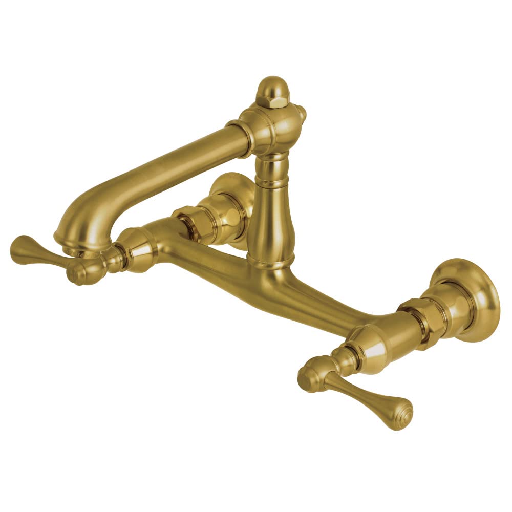 Kingston Brass Ks7247Bl Wall Mount Bathroom Faucet, Brushed Brass