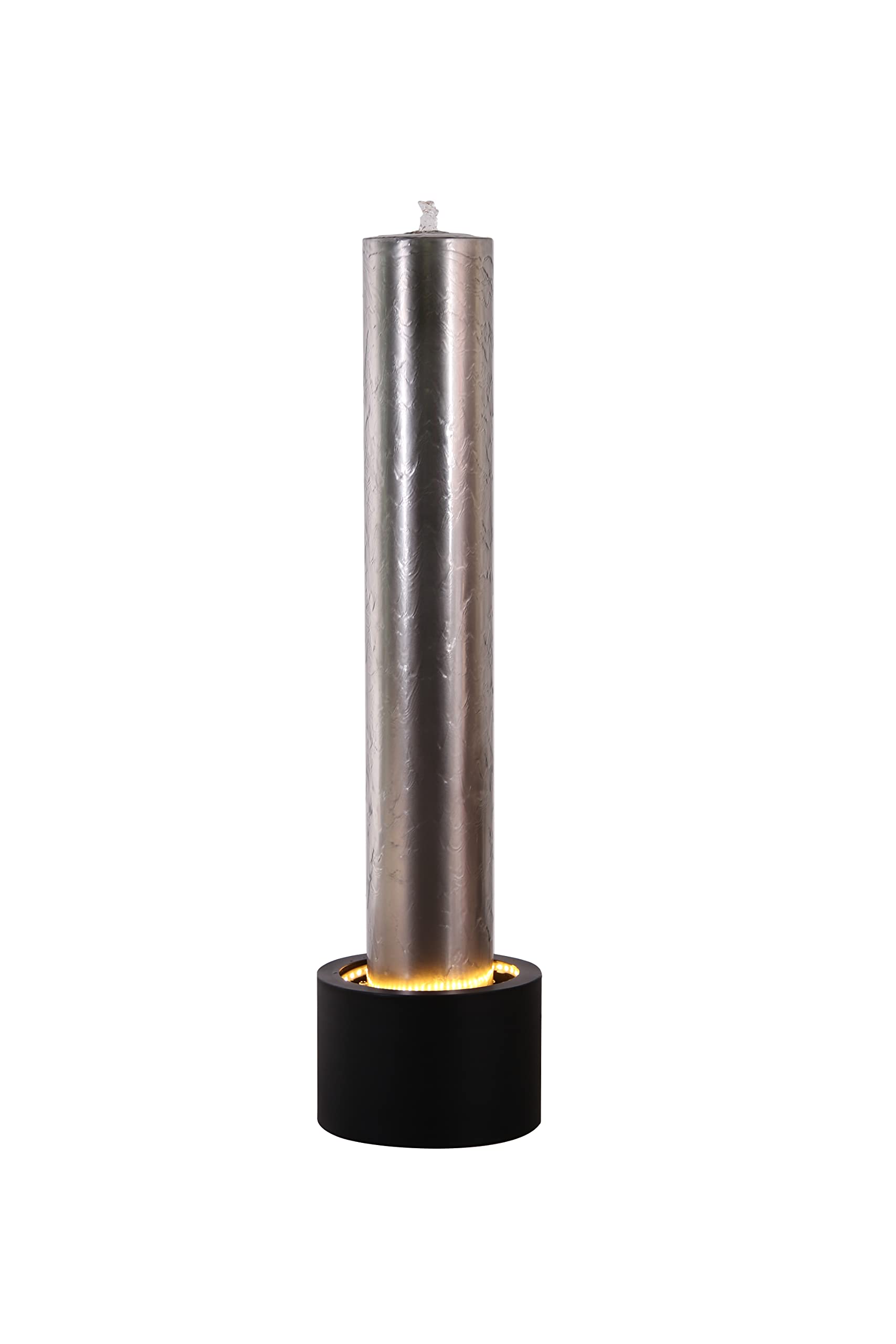 Hi-Line Gift Ltd 79532-E Stainless Steel Pillar Fountain W/LED Strips