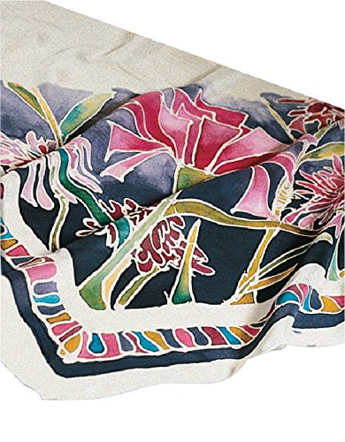 Jacquard Sax Assorted Design Medium-Weight China Silk Scarve For Painting, 22 X 22 In, White