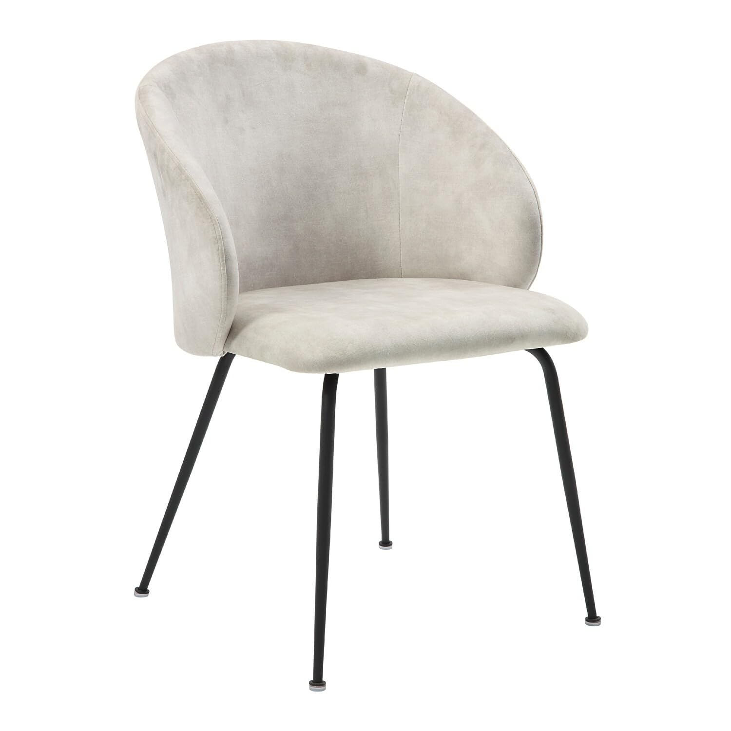 Salie Dining Chair Set of 2, Curved Back, Black Metal, Beige Velvet