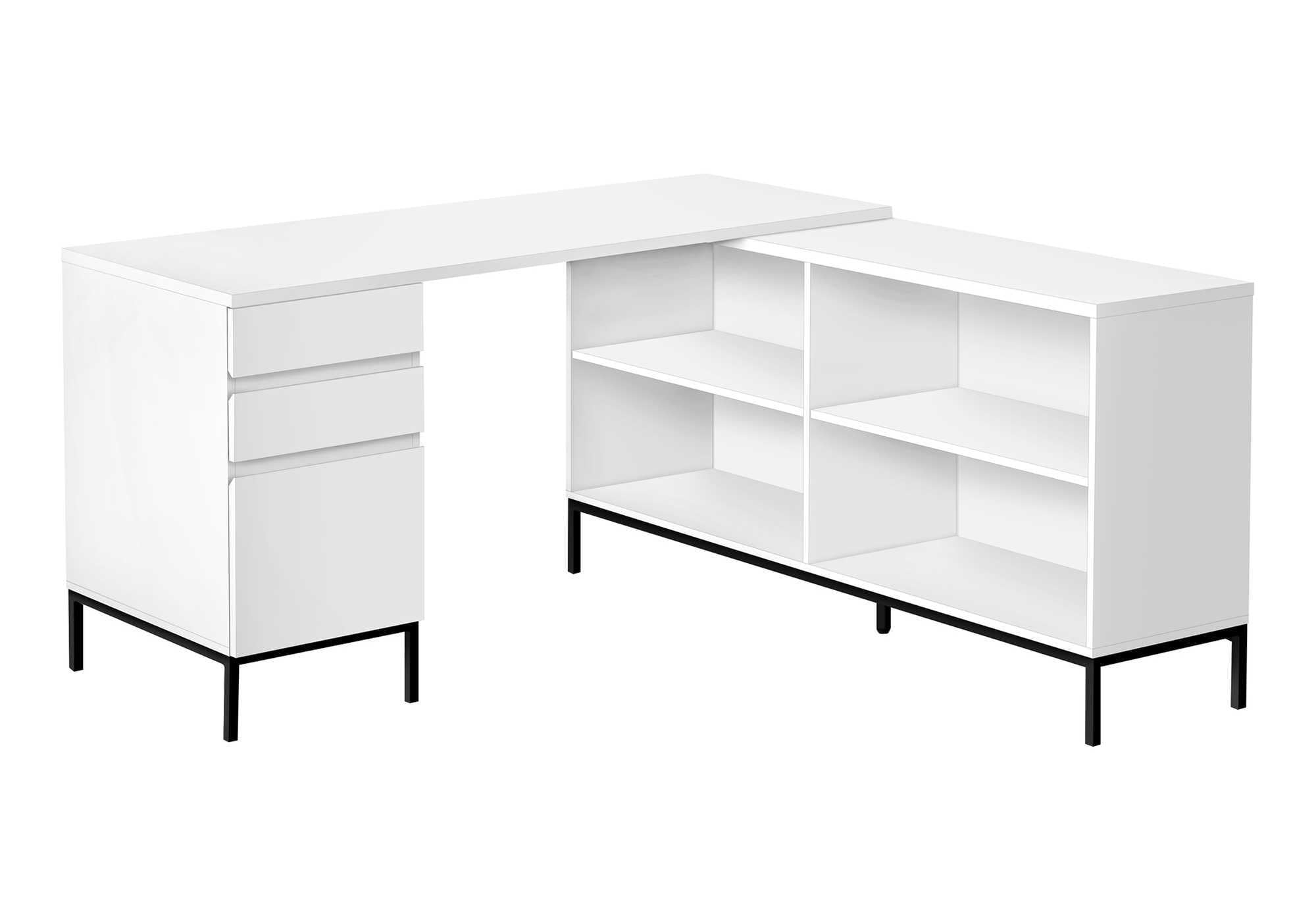 COMPUTER DESK - 60L / WHITE L-SHAPED CORNER