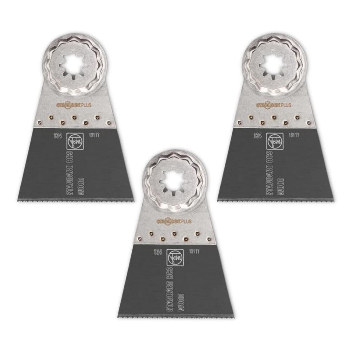 Fein Starlock Plus E-Cut Standard Oscillating Saw Blade - Wide Shape 2-12 Width For All Woods Drywall Plastic Materials - Fits M