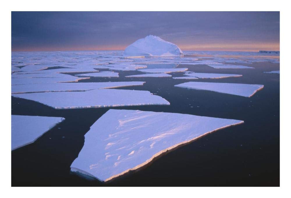 Broken fast ice, under impending midnight storm, Edward VIII Bay, Kemp coast, east Antarctica-Paper Art-26x18”