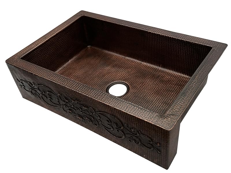 INNOVA COPPER FARMHOUSE KITCHEN SINK D2 BAROQUE DESIGN 30X20X9 G17 DARK