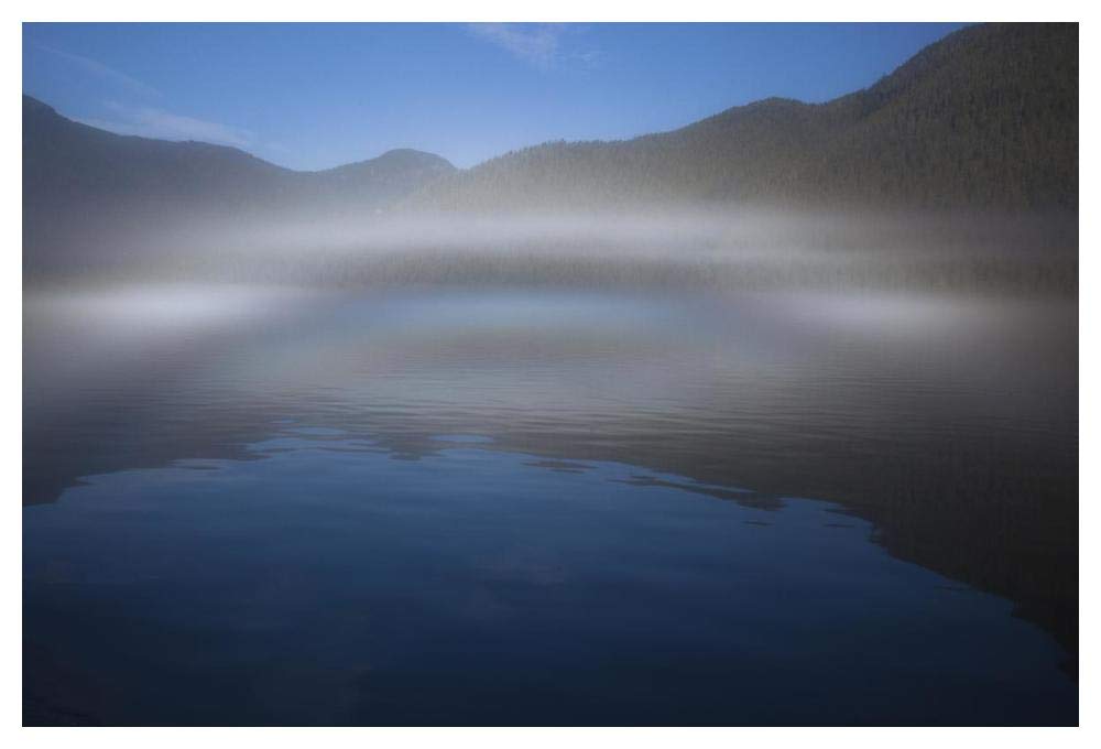 Ocean fog lifting off the water at the mouth of Kynoch Inlet, British Columbia, Canada-Paper Art-50x34”