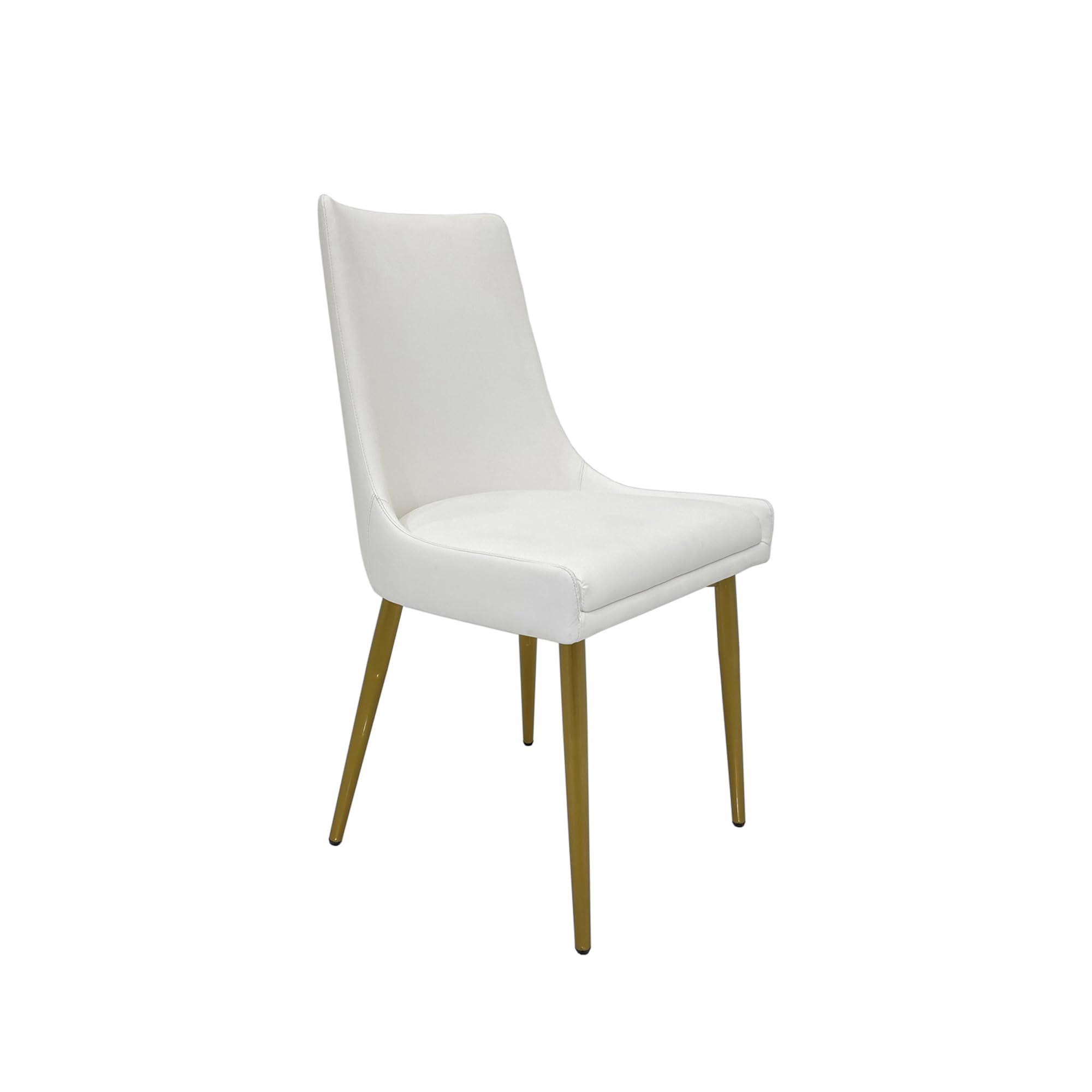 Set of 2 Dining Chair with PU Seat and Matte Gold Legs