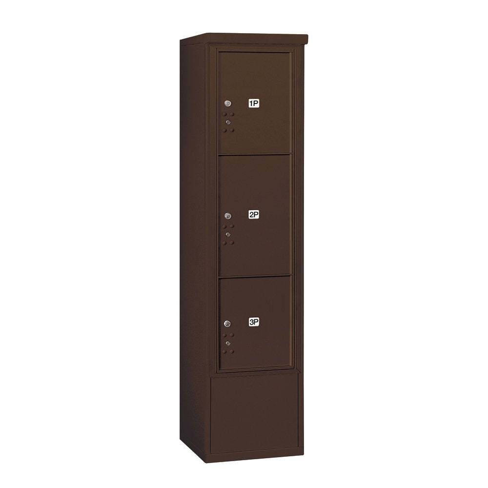 Maximum Height Free-Standing 4C Horizontal Parcel Locker with 3 Parcel Lockers in Bronze with USPS Access