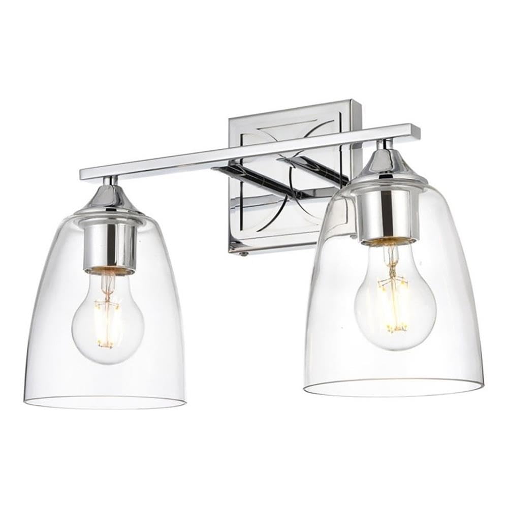 Living District Harris 2-Light Iron & Glass Bath Sconce In Chrome/Clear
