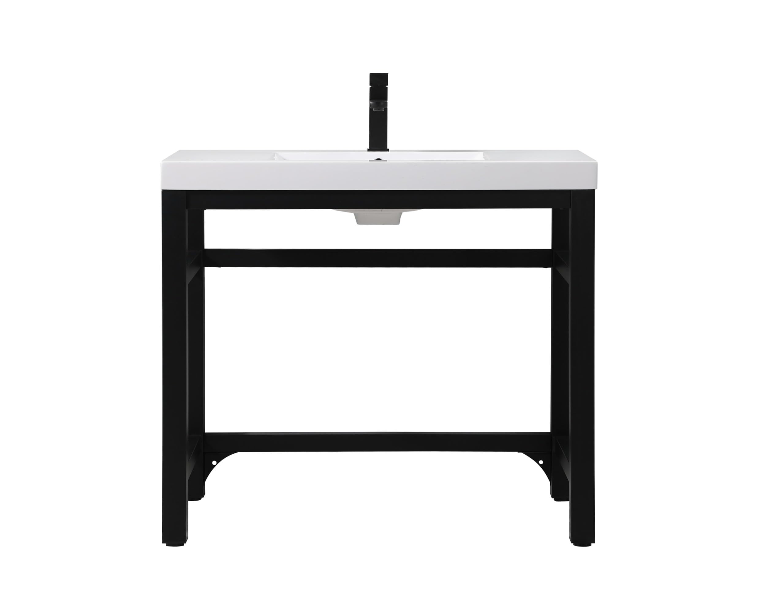 Elegant Lighting 36 Inch Ada Compliant Single Bathroom Metal Vanity In Black