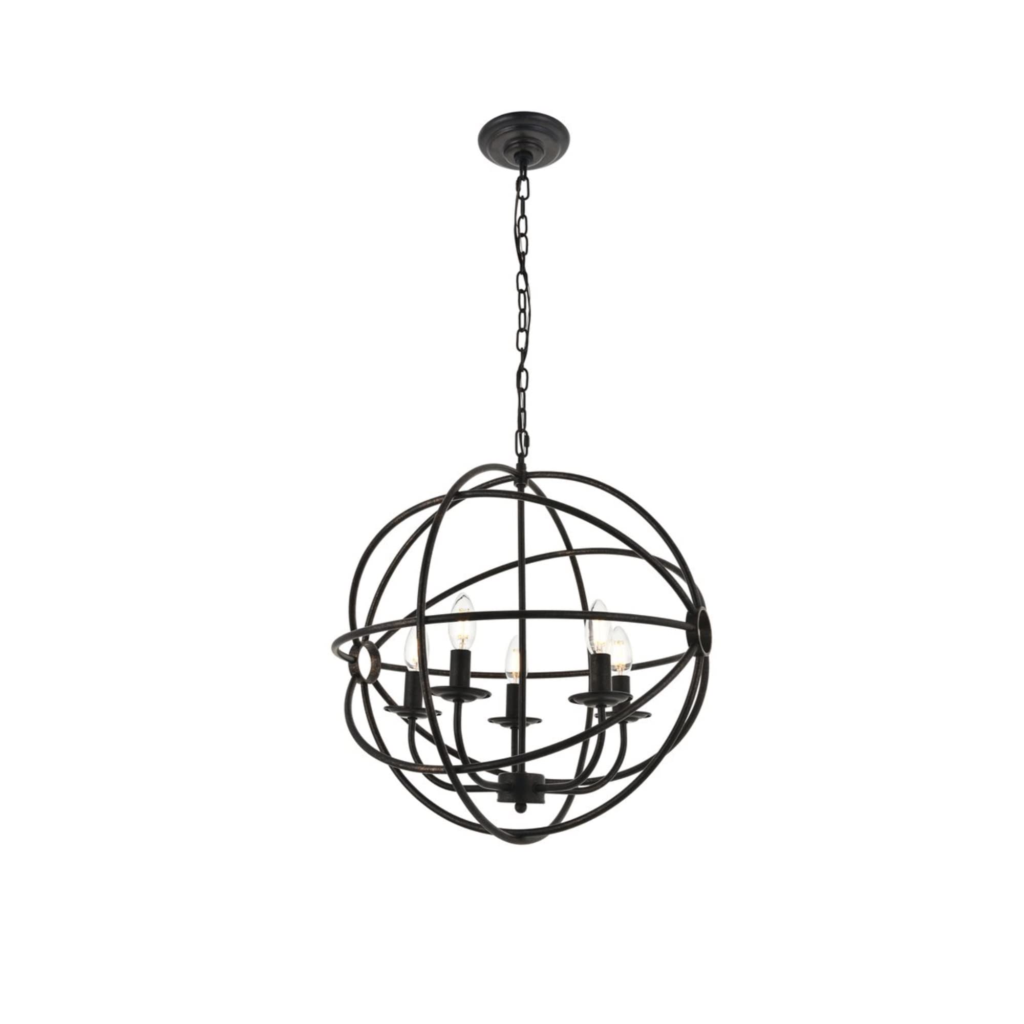 Elegant Lighting Living District Octavia 5 Light Dark Brown Pendant