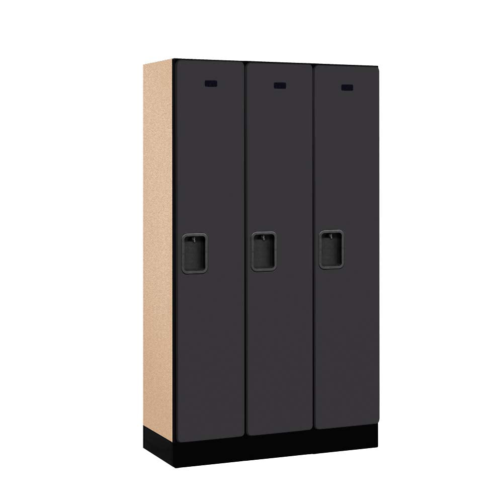 12 Wide Single Tier Designer Wood Locker - 3 Wide - 5 Feet High - 15 Inches Deep - Black