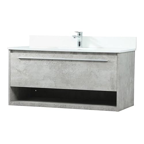 40 inch Single bathroom vanity in concrete grey with backsplash