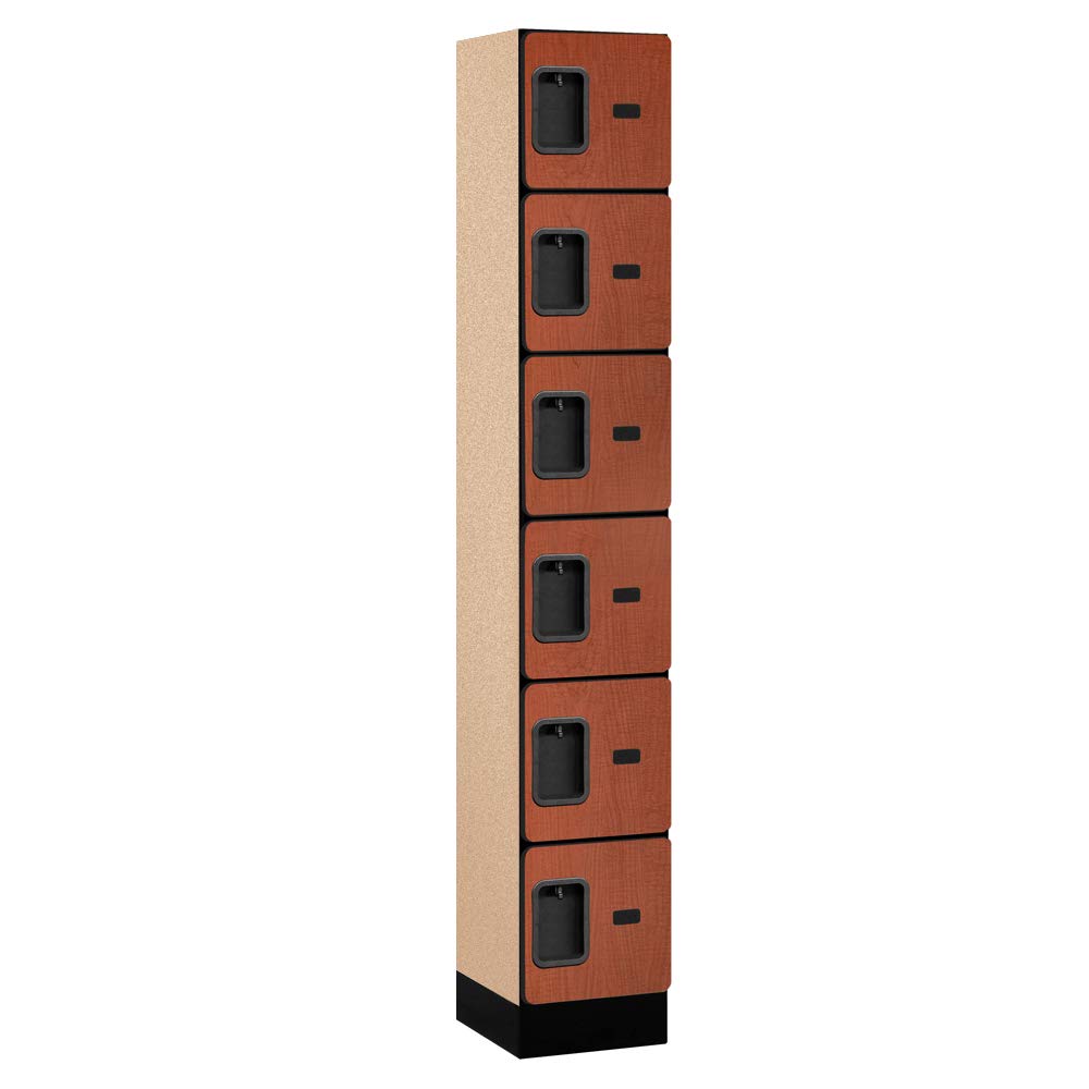 12 Wide Six Tier Box Style Designer Wood Locker - 1 Wide - 6 Feet High - 15 Inches Deep - Cherry