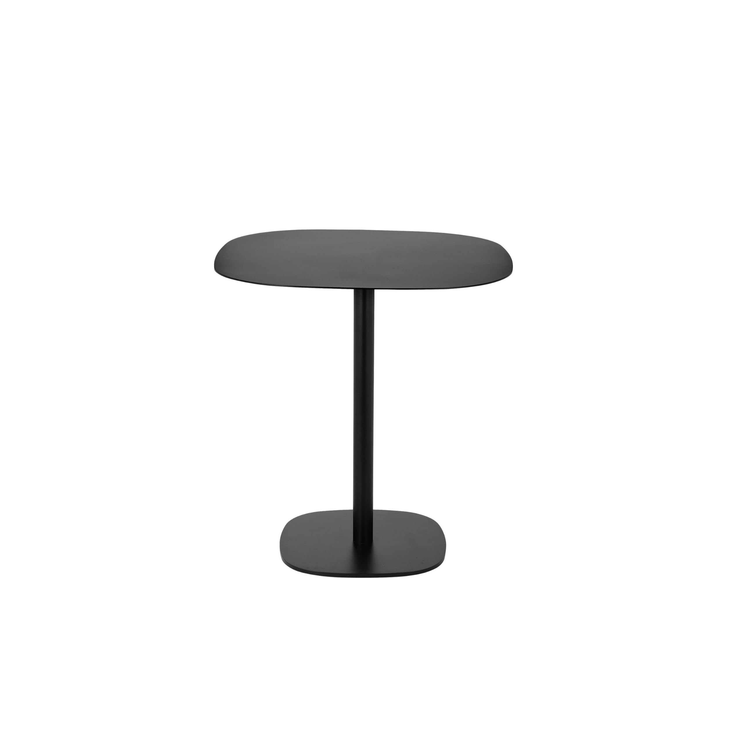 Liki 28 Inch Bistro Dining Table, Round Top and Base, Modern Black Metal